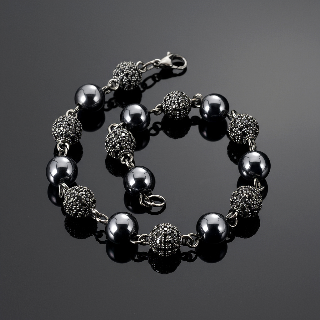 8mm Iced Beads Chain & Bracelet Set