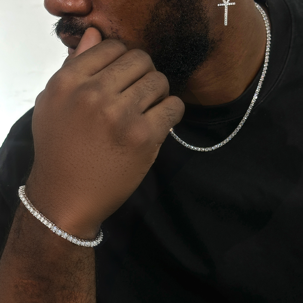 3mm Inverted Setting Tennis Chain & Bracelet Set