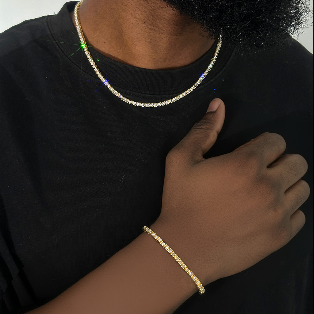 3mm Inverted Setting Tennis Chain & Bracelet Set