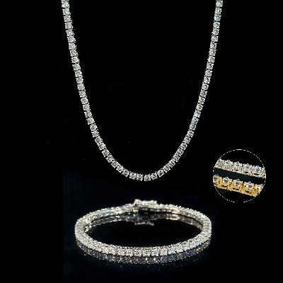 3mm Inverted Setting Tennis Chain & Bracelet Set