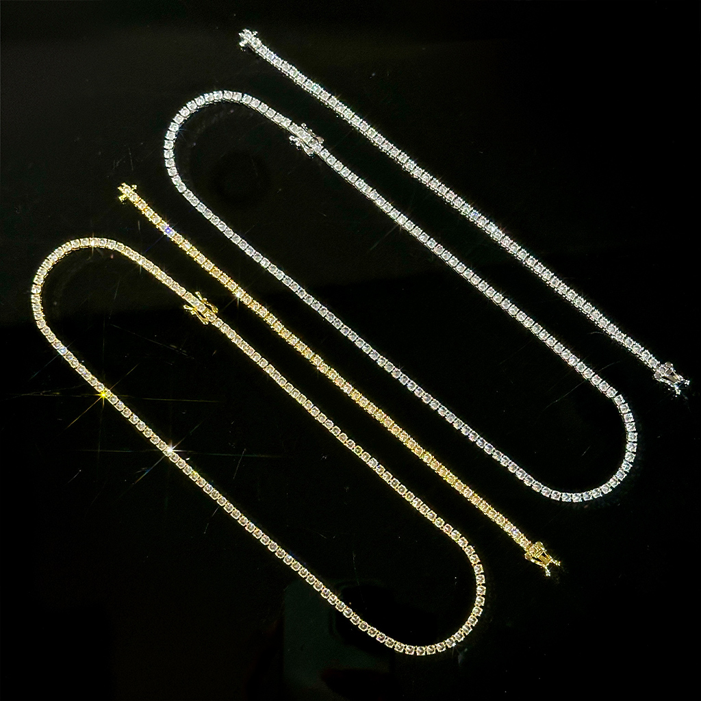 3mm Inverted Setting Tennis Chain & Bracelet Set