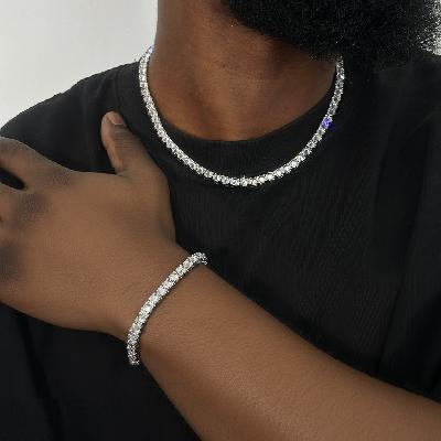 5mm Inverted Setting Tennis Chain & Bracelet Set