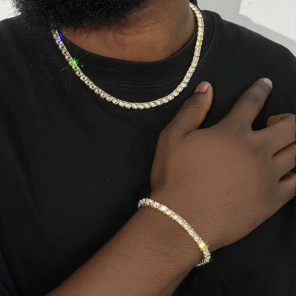 5mm Inverted Setting Tennis Chain & Bracelet Set