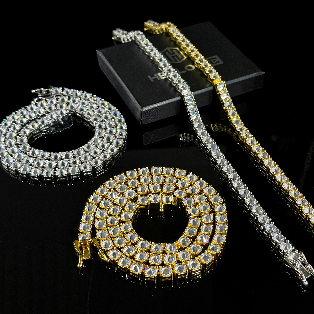 5mm Inverted Setting Tennis Chain & Bracelet Set