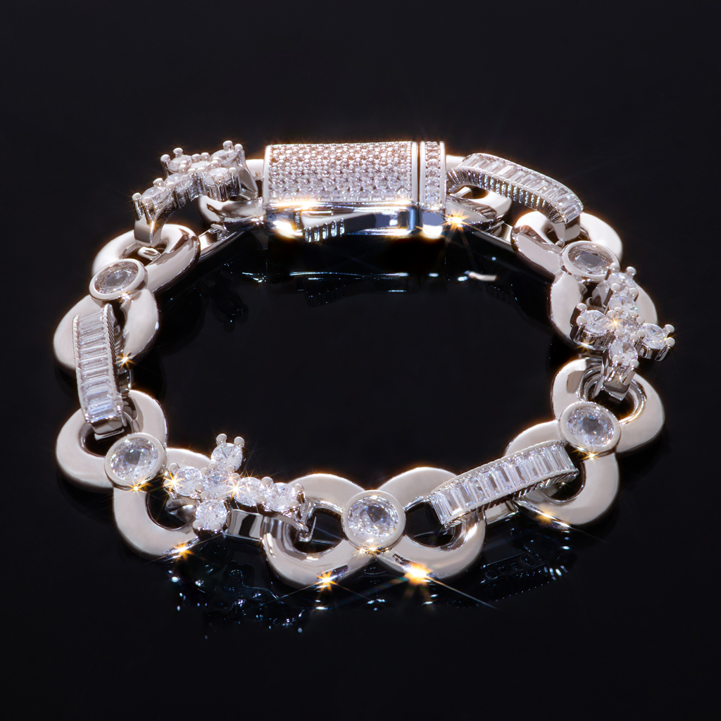 Iced Out 12mm Baguette Cut Infinite Cross Chain & Bracelet Set