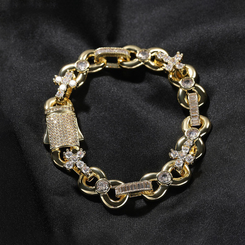 Iced Out 12mm Baguette Cut Infinite Cross Chain & Bracelet Set