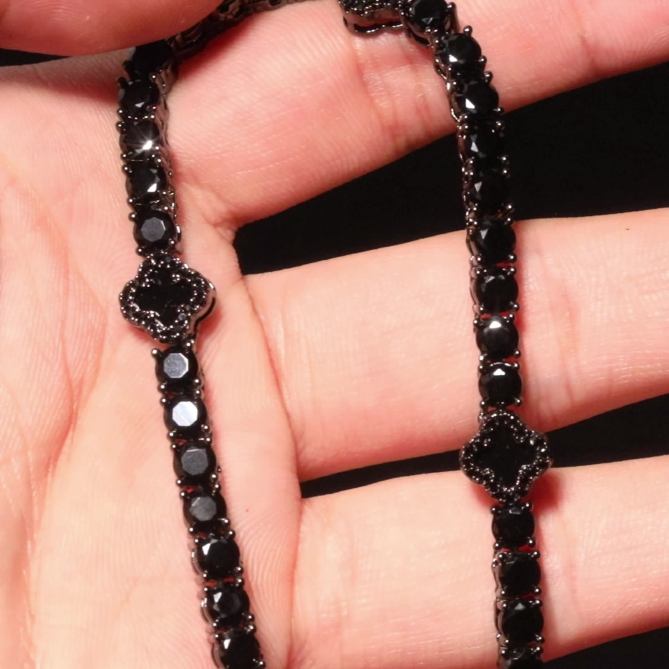 4mm Iced Out Four Leaf Clover Tennis Chain & Bracelet Set