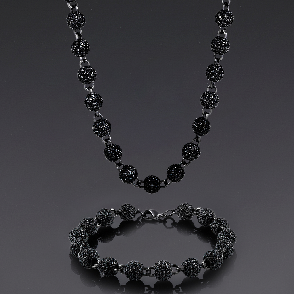 8mm Iced Beads Chain & Bracelet Set 8mm Iced Beads Chain & Bracelet Set