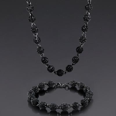 8mm Iced Beads Chain & Bracelet Set