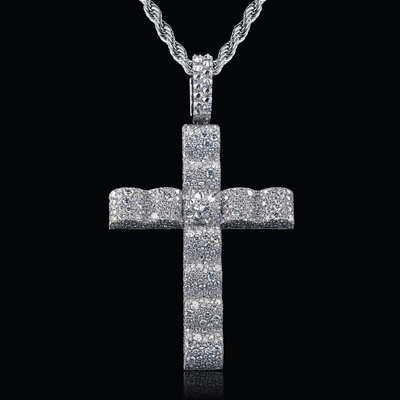 Iced Out Inverted Setting Wave Cross Pendant