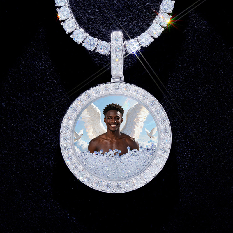 Icy-Filled Disc Custom Photo Pendant Icy-Filled Disc Custom Photo Pendant