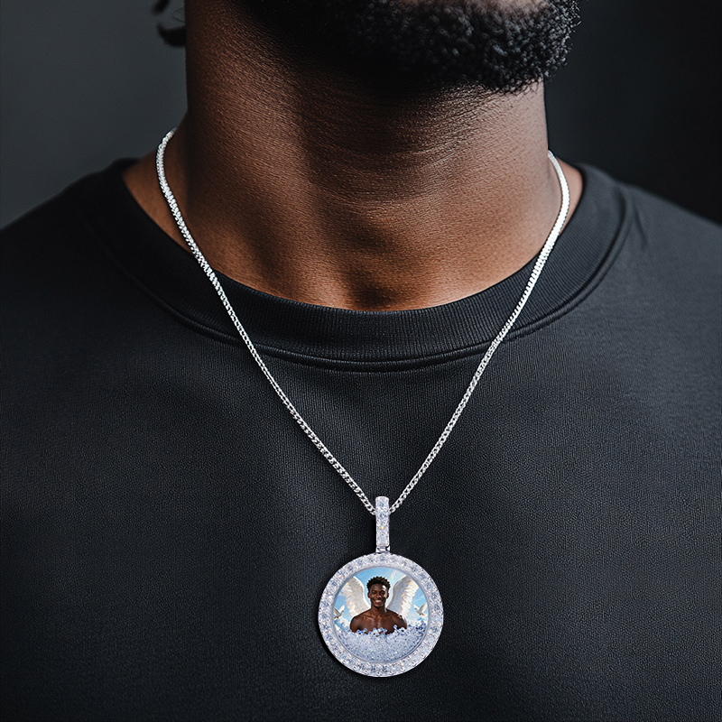Icy-Filled Disc Custom Photo Pendant Icy-Filled Disc Custom Photo Pendant