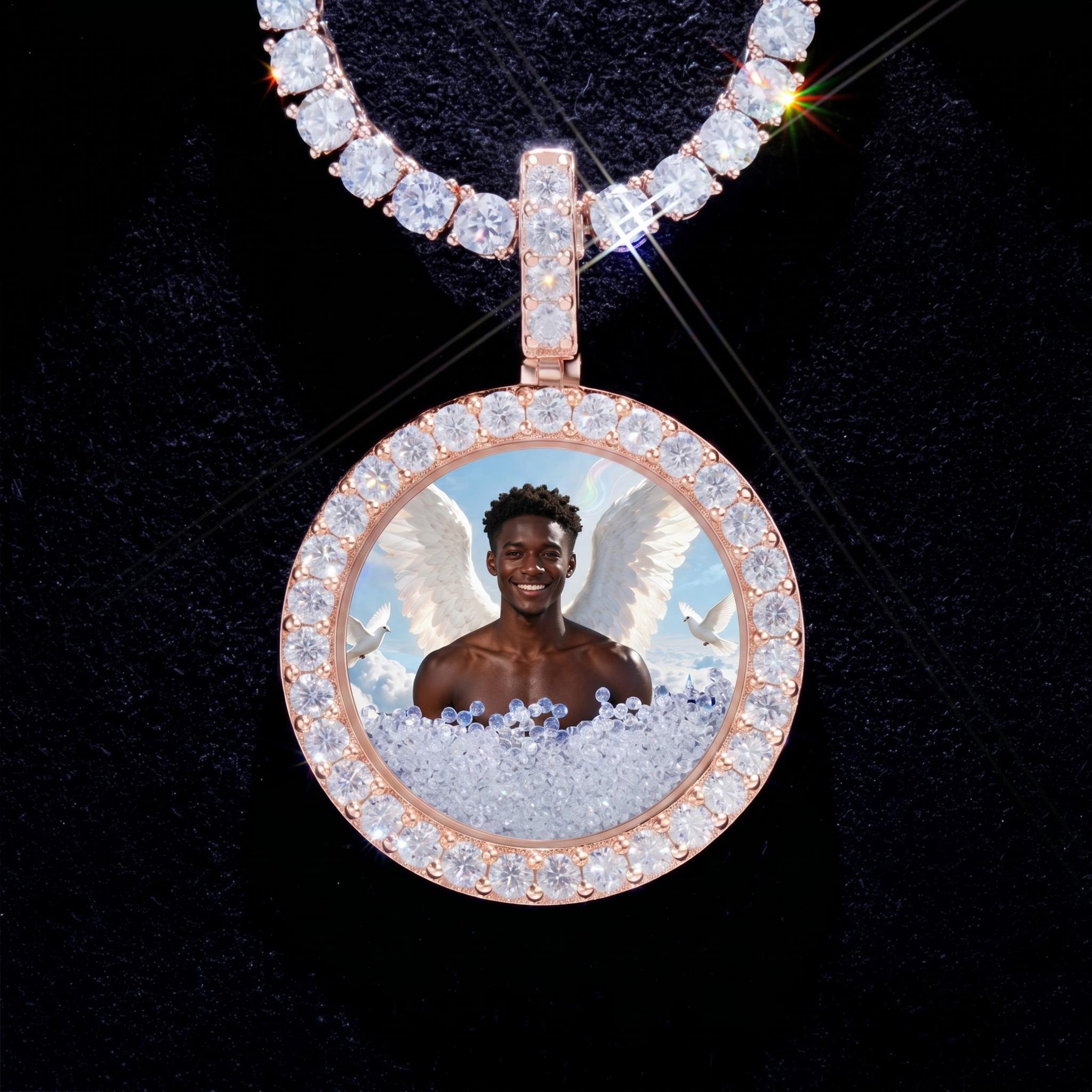 Icy-Filled Disc Custom Photo Pendant Icy-Filled Disc Custom Photo Pendant
