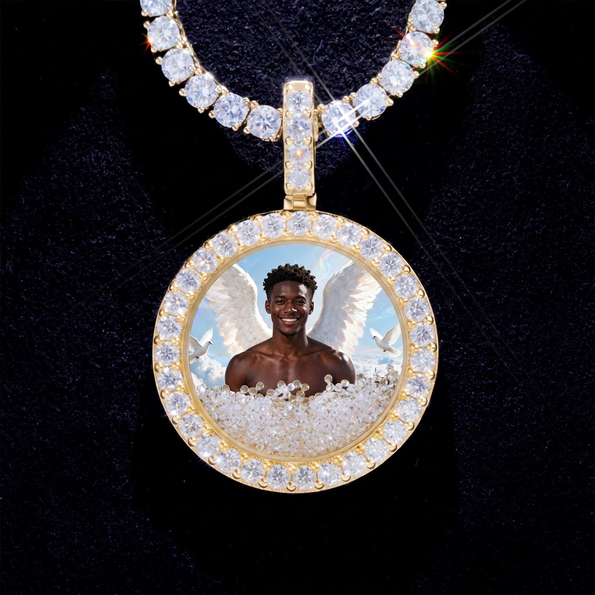 Icy-Filled Disc Custom Photo Pendant Icy-Filled Disc Custom Photo Pendant