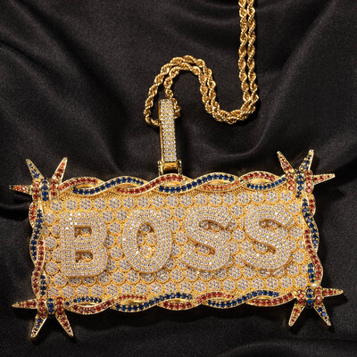 Iced Out Custom Letters/Name Thorn Rectangular Pendant