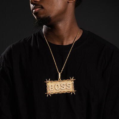 Iced Out Custom Letters/Name Thorn Rectangular Pendant