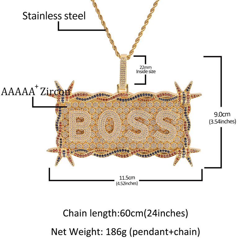 Iced Out Custom Letters/Name Thorn Rectangular Pendant Iced Out Custom Letters/Name Thorn Rectangular Pendant