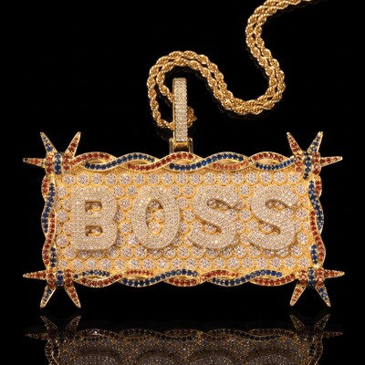 Iced Out Custom Letters/Name Thorn Rectangular Pendant