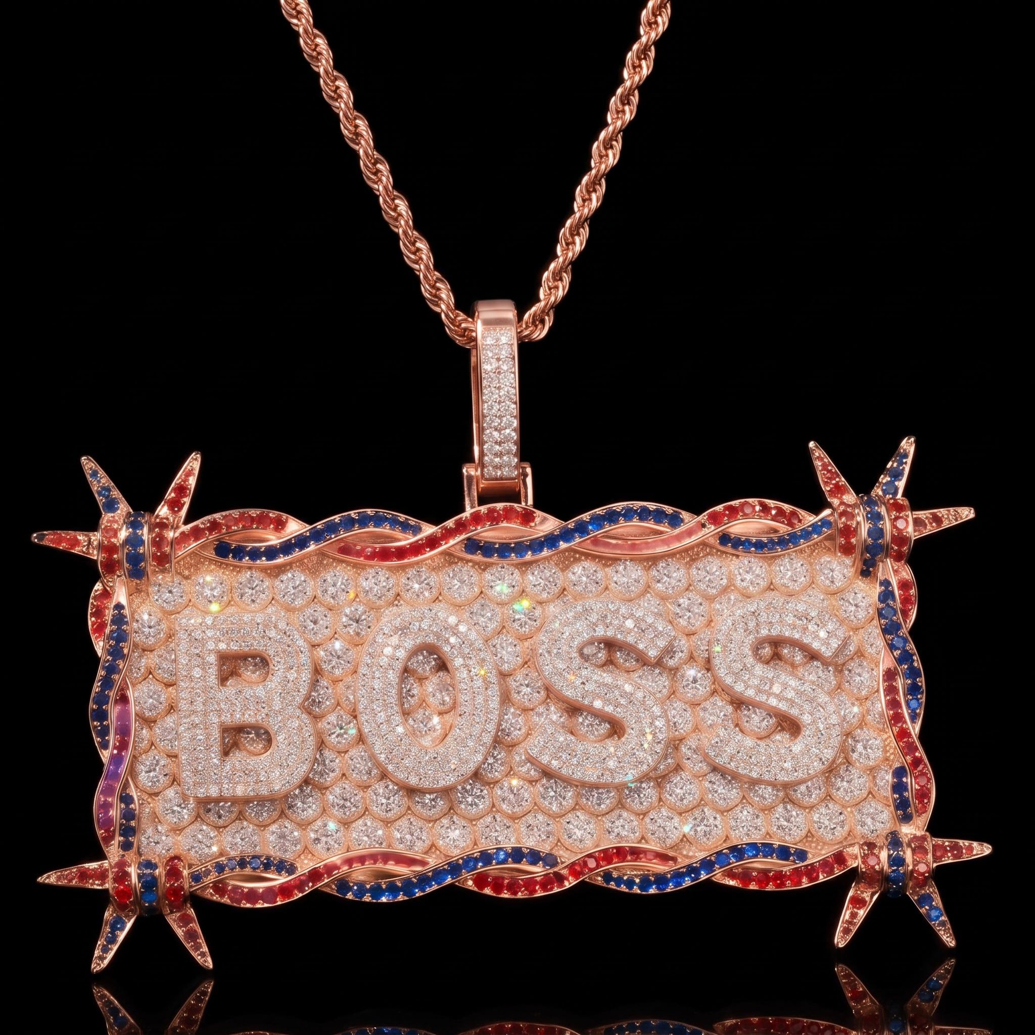 Iced Out Custom Letters/Name Thorn Rectangular Pendant