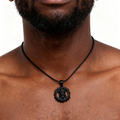 Iced Out Black Jesus Crown Pendant
