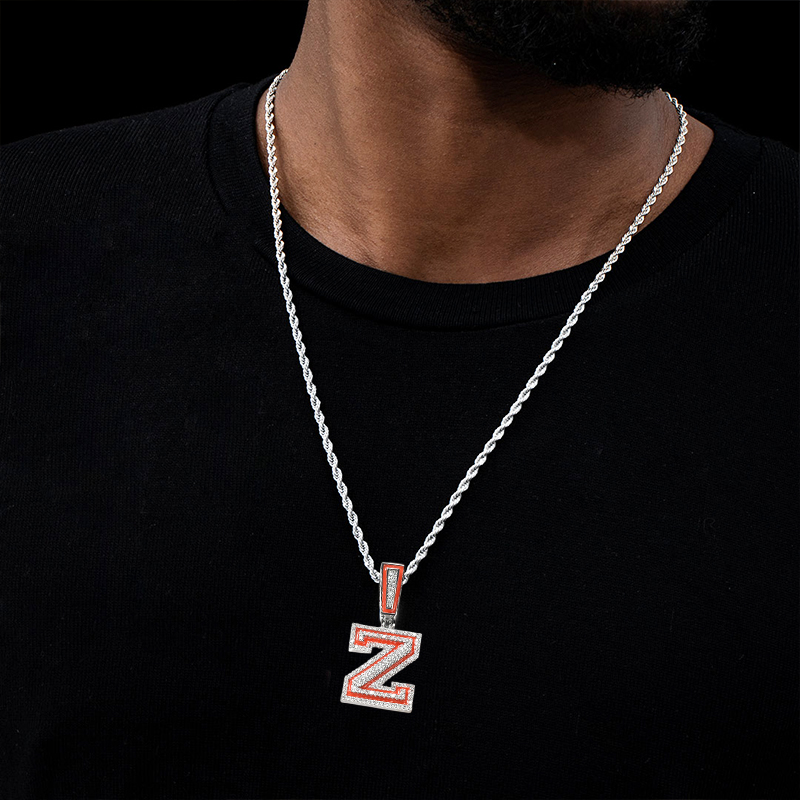 Iced Out Custom Initial Glow in the Dark Pendent Necklace Iced Out Custom Initial Glow in the Dark Pendent Necklace