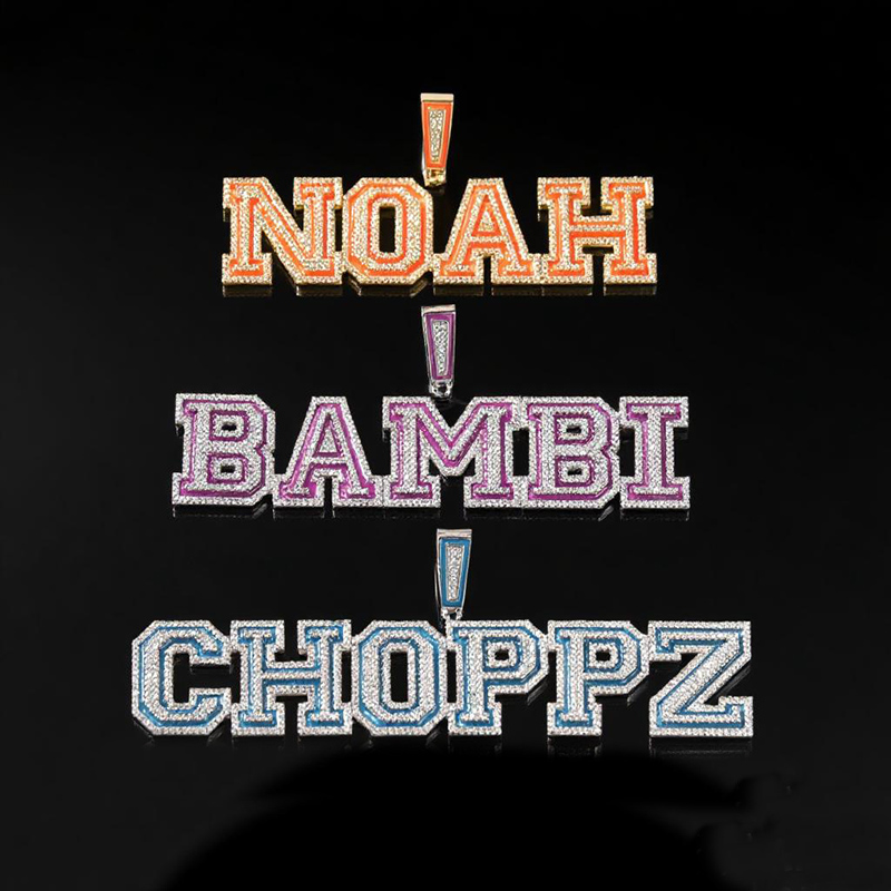 Iced Out Custom Name Glow in the Dark Pendent Necklace