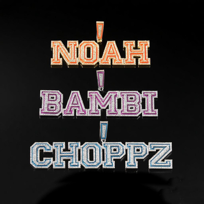 Iced Out Custom Name Glow in the Dark Pendent Necklace