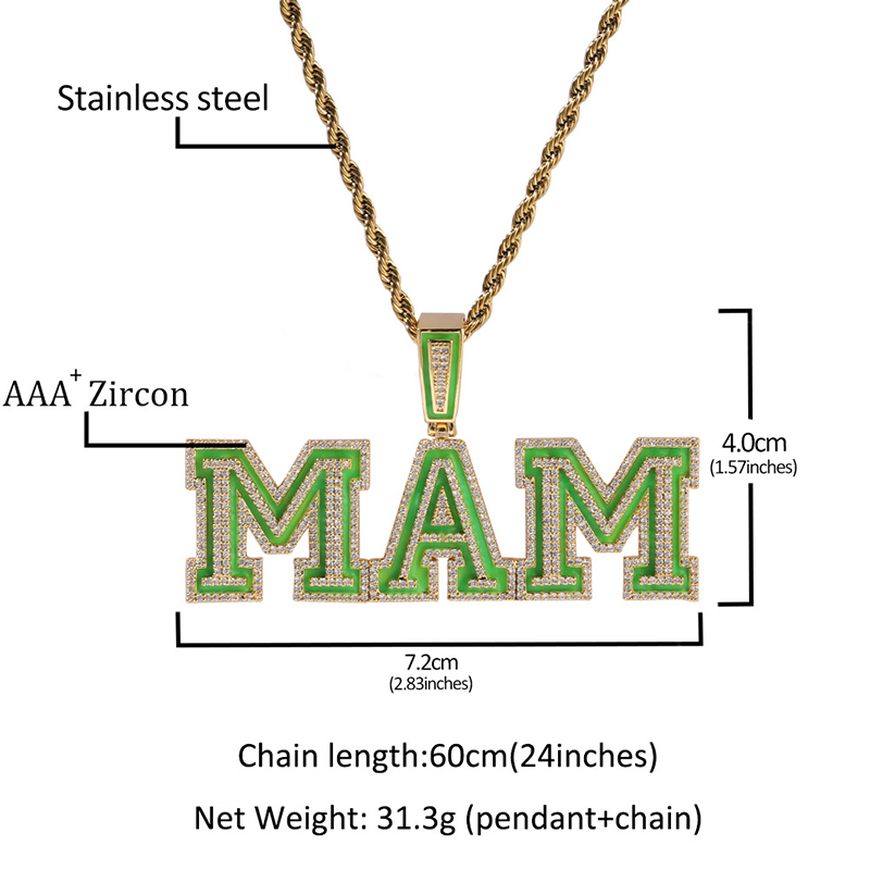 Iced Out Custom Name Glow in the Dark Pendent Necklace