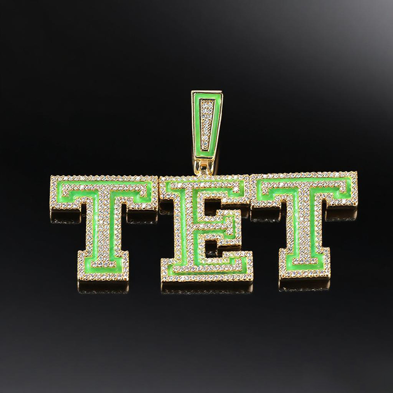 Iced Out Custom Name Glow in the Dark Pendent Necklace