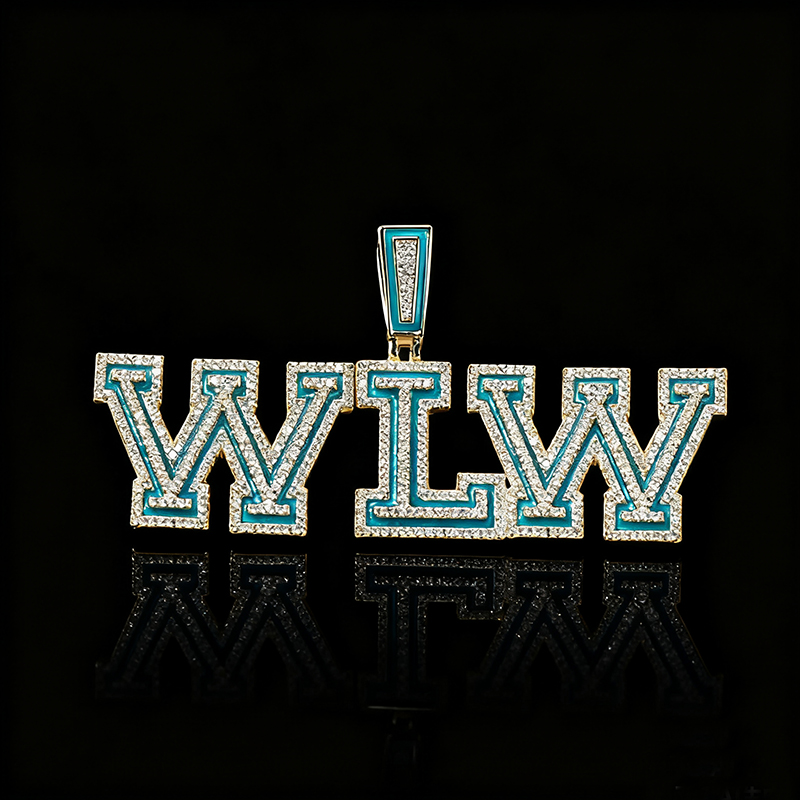 Iced Out Custom Name Glow in the Dark Pendent Necklace