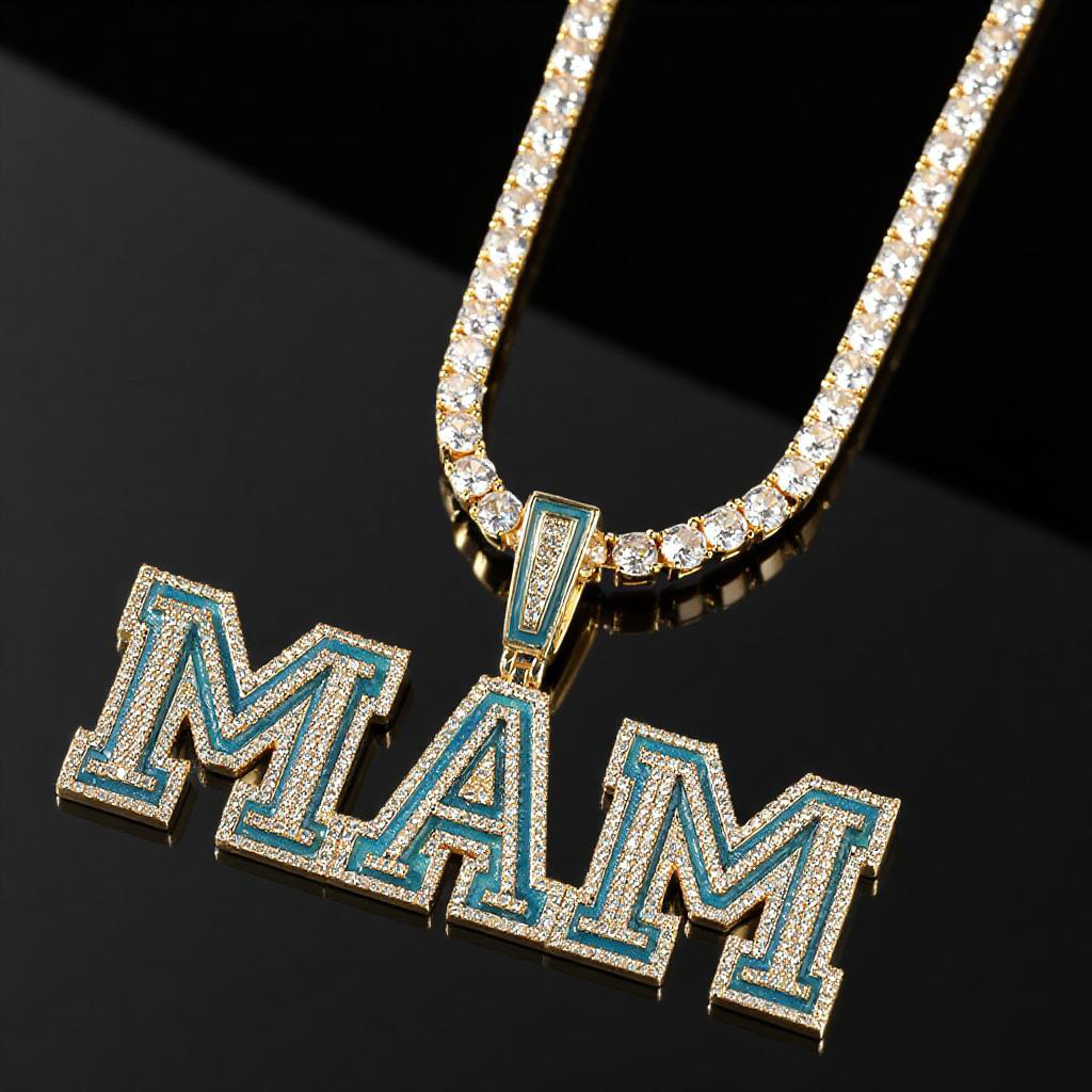 Iced Out Custom Name Glow in the Dark Pendent Necklace
