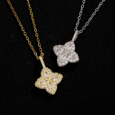 Iced Out Four Leaf Clover Pendent Necklace