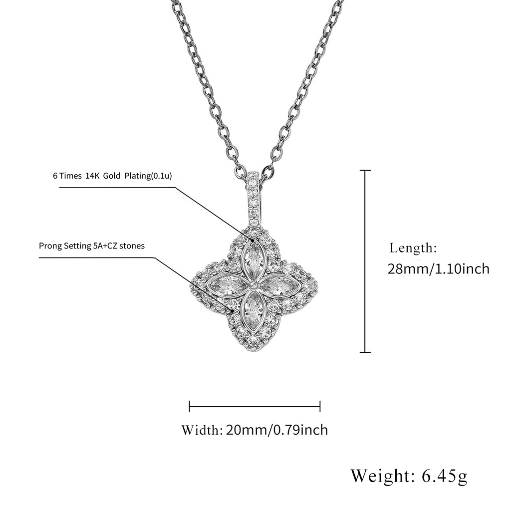 Iced Out Four Leaf Clover Pendent Necklace
