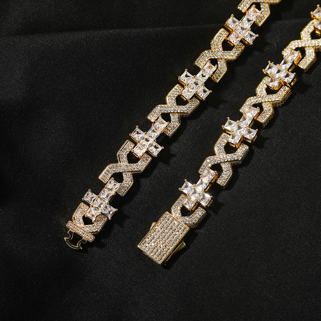 Iced Out Pave Princess Diamond Cross Pendant