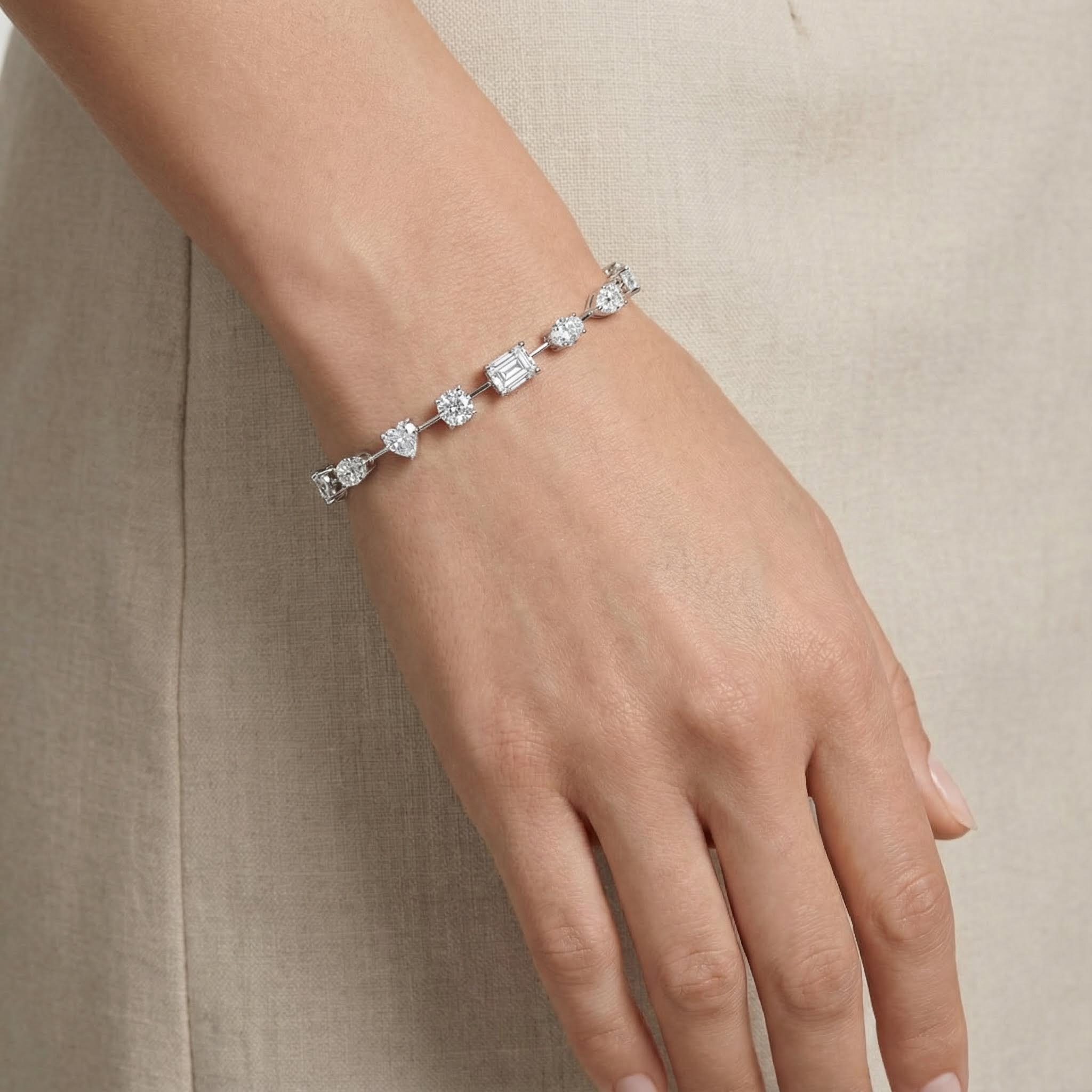 Multi Shape Diamond VVS Moissanite Fancy Tennis Bracelet