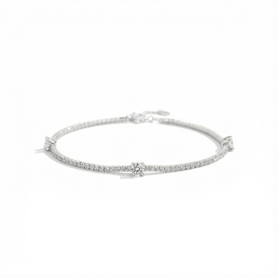 Round Cut VVS Moissanite S925 Silver Tennis Bracelet