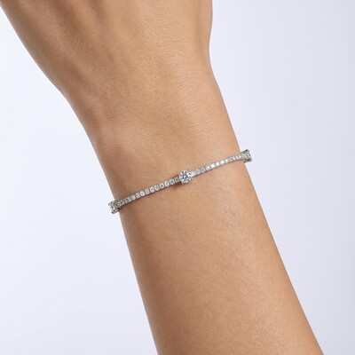 Round Cut VVS Moissanite S925 Silver Tennis Bracelet