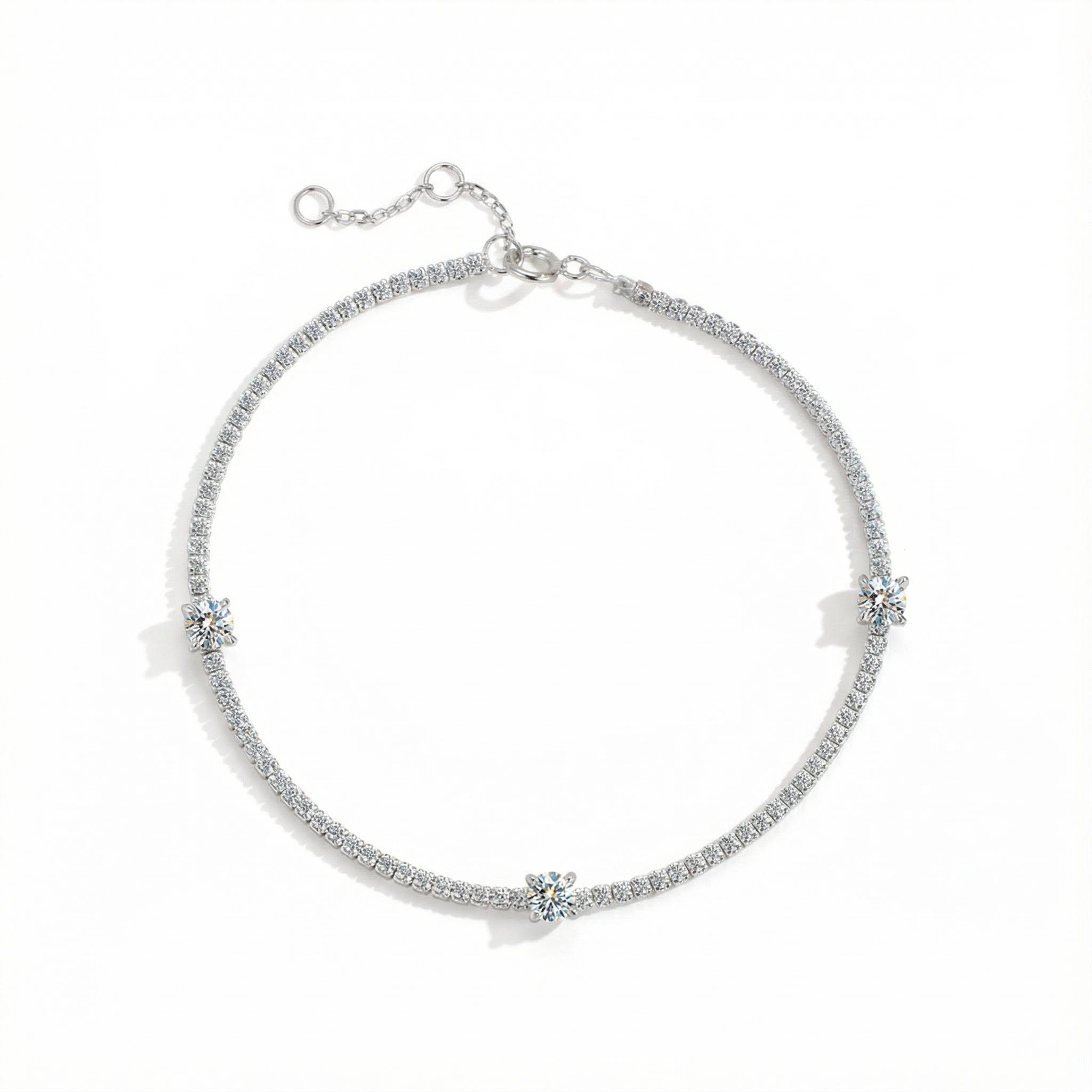 Round Cut VVS Moissanite S925 Silver Tennis Bracelet