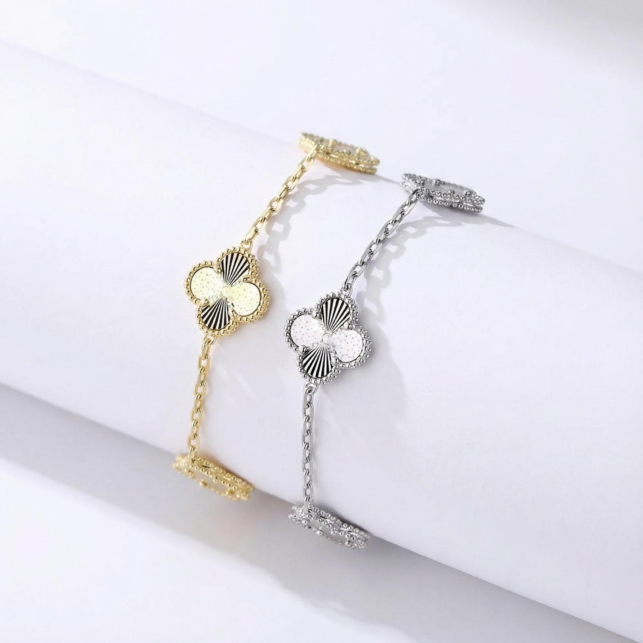 S925 Silver Five Station Flower Bracelet