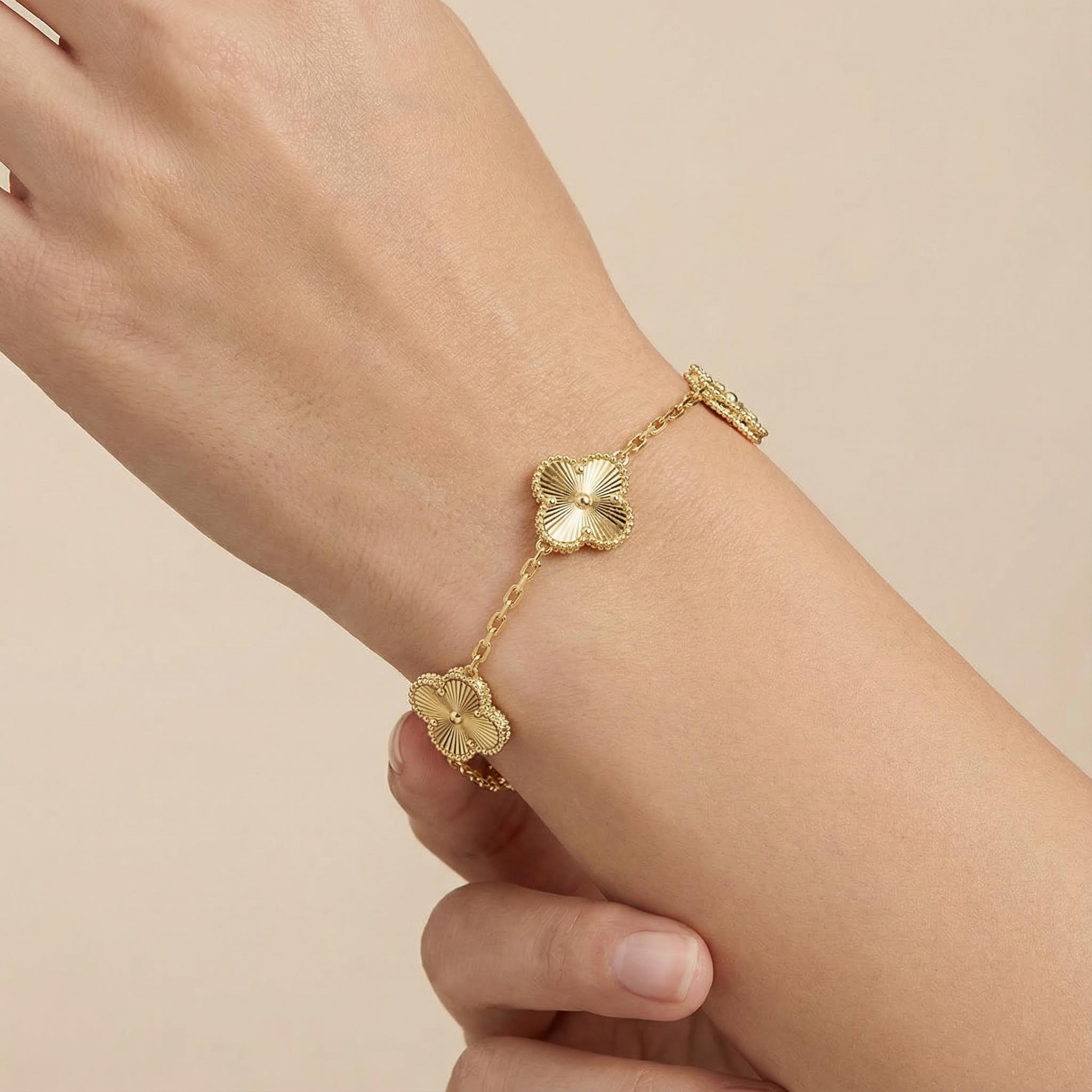 S925 Silver Five Station Flower Bracelet