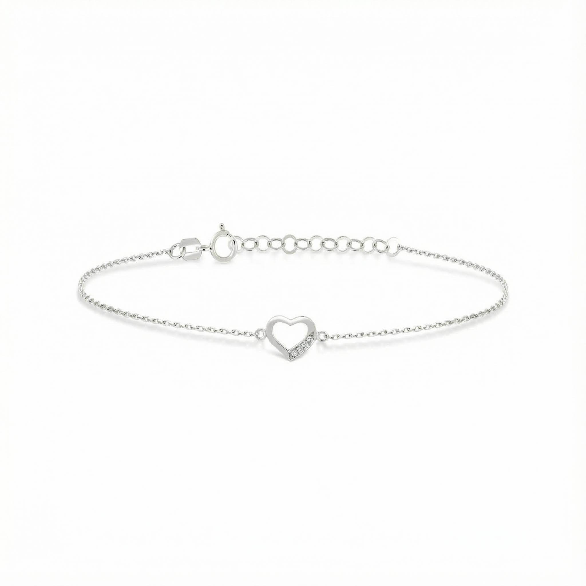 S925 Silver Heart Shaped Diamond Halo Bracelet