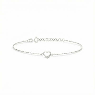 S925 Silver Heart Shaped Diamond Halo Bracelet