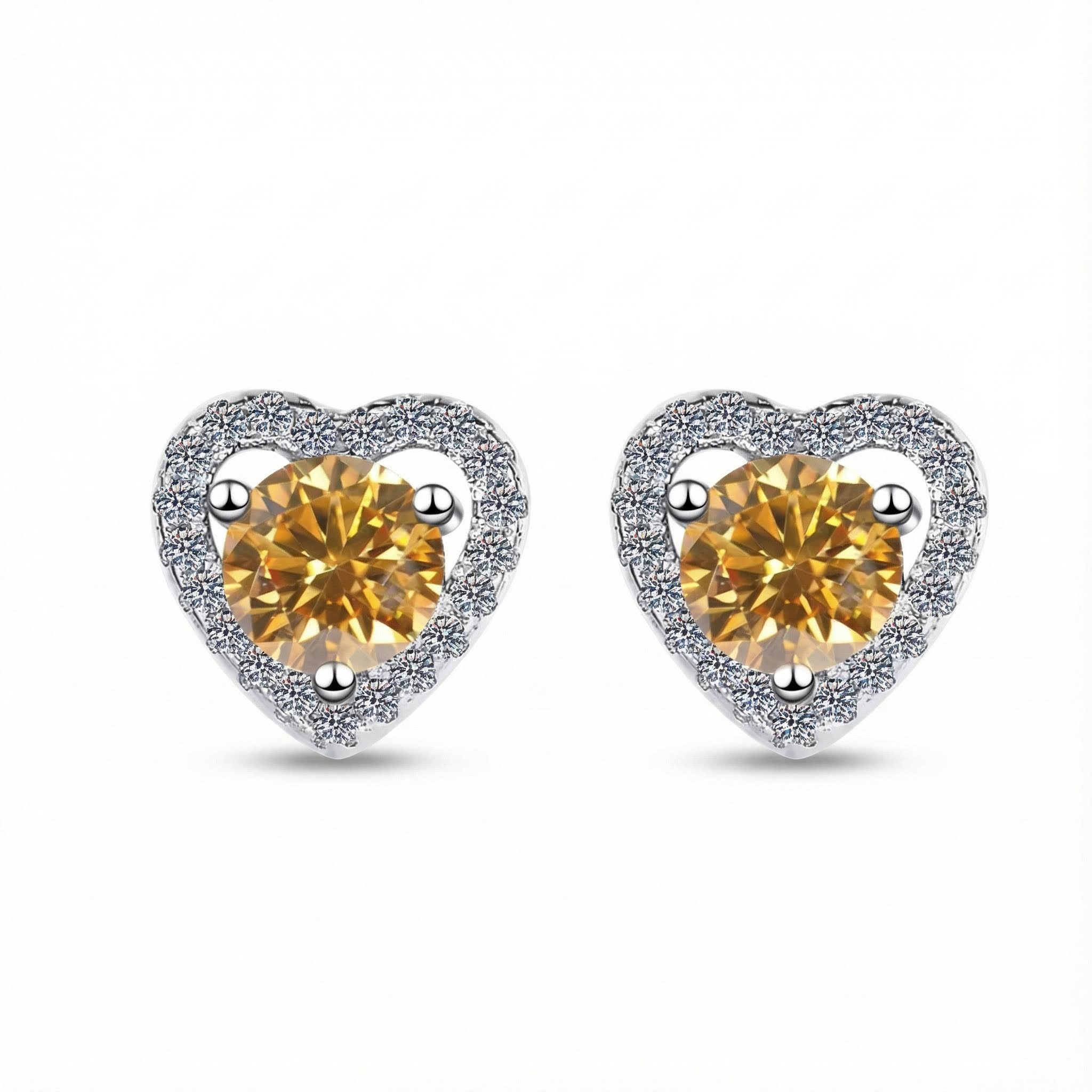 0.5CT Round Cut VVS Moissanite S925 Silver Heart Shape Halo Stud Earrings 0.5CT Round Cut VVS Moissanite S925 Silver Heart Shape Halo Stud Earrings