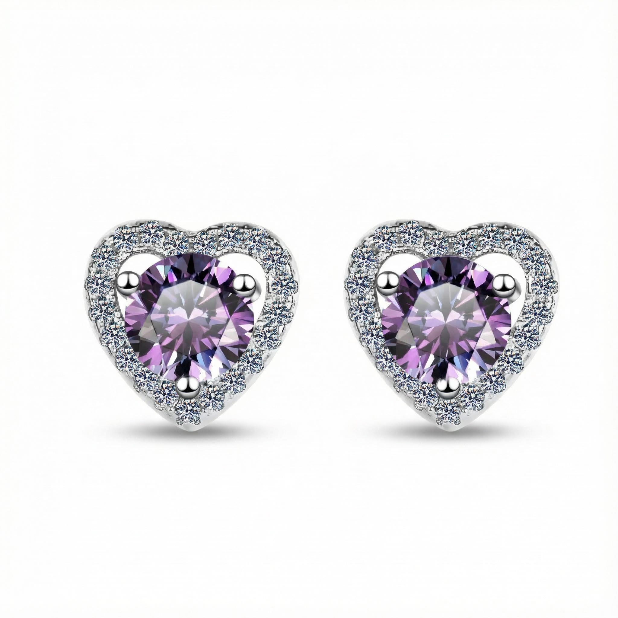 0.5CT Round Cut VVS Moissanite S925 Silver Heart Shape Halo Stud Earrings 0.5CT Round Cut VVS Moissanite S925 Silver Heart Shape Halo Stud Earrings