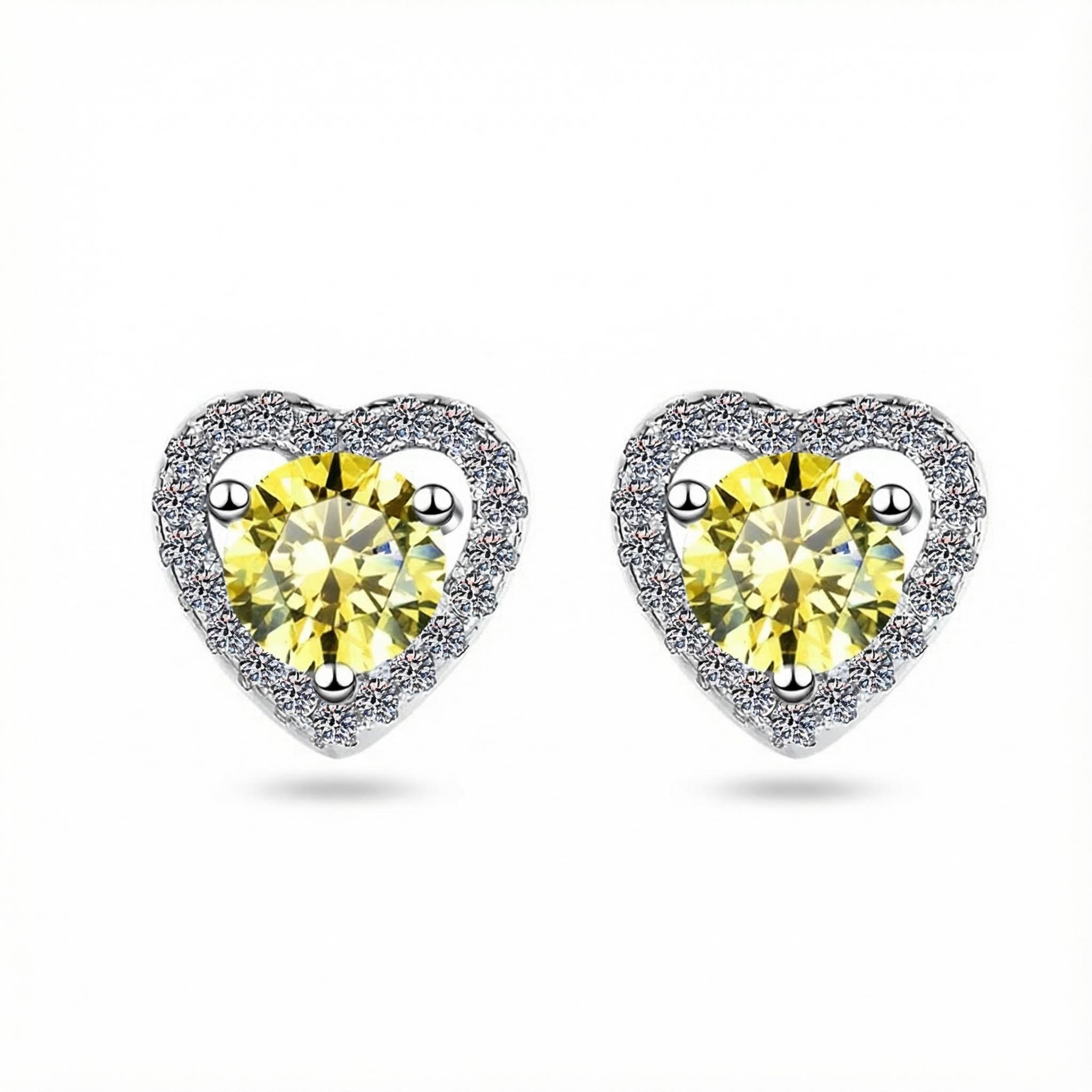 0.5CT Round Cut VVS Moissanite S925 Silver Heart Shape Halo Stud Earrings 0.5CT Round Cut VVS Moissanite S925 Silver Heart Shape Halo Stud Earrings