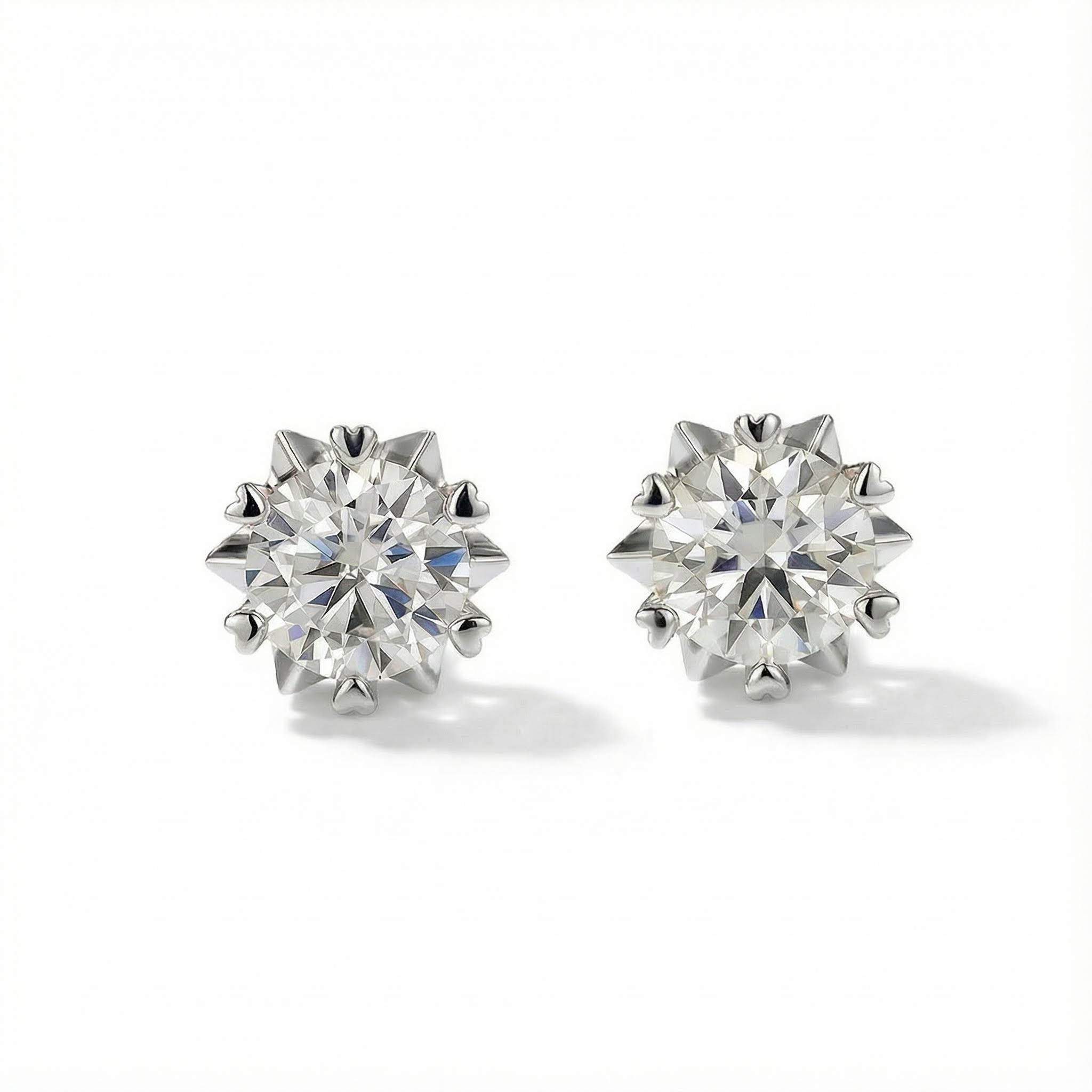 0.5CT/1CT Round Cut VVS Moissanite S925 Silver Snowflake Stud Earrings