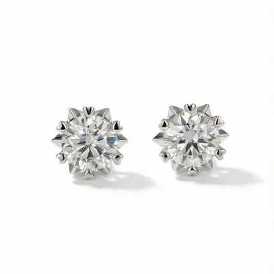 0.5CT/1CT Round Cut VVS Moissanite S925 Silver Snowflake Stud Earrings