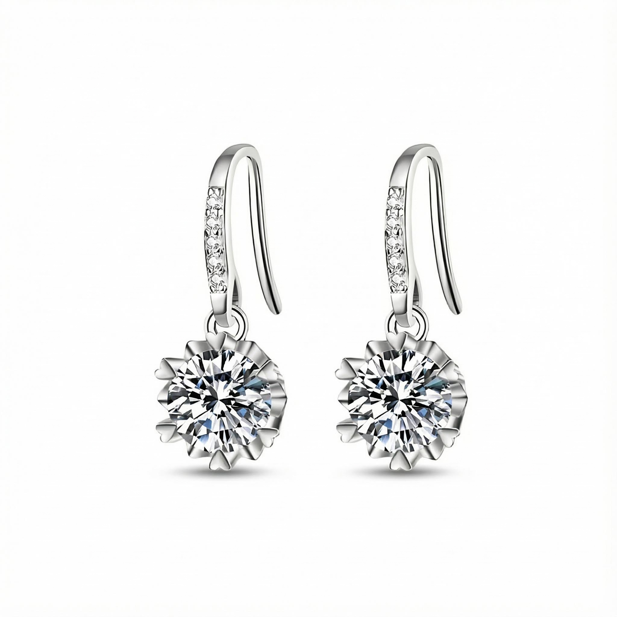 0.5CT/1CT Round Cut VVS Moissanite S925 Silver Drop Earrings
