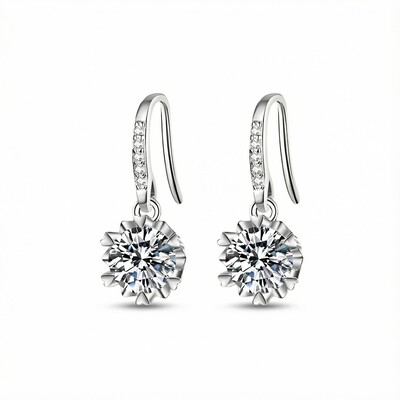 0.5CT/1CT Round Cut VVS Moissanite S925 Silver Drop Earrings