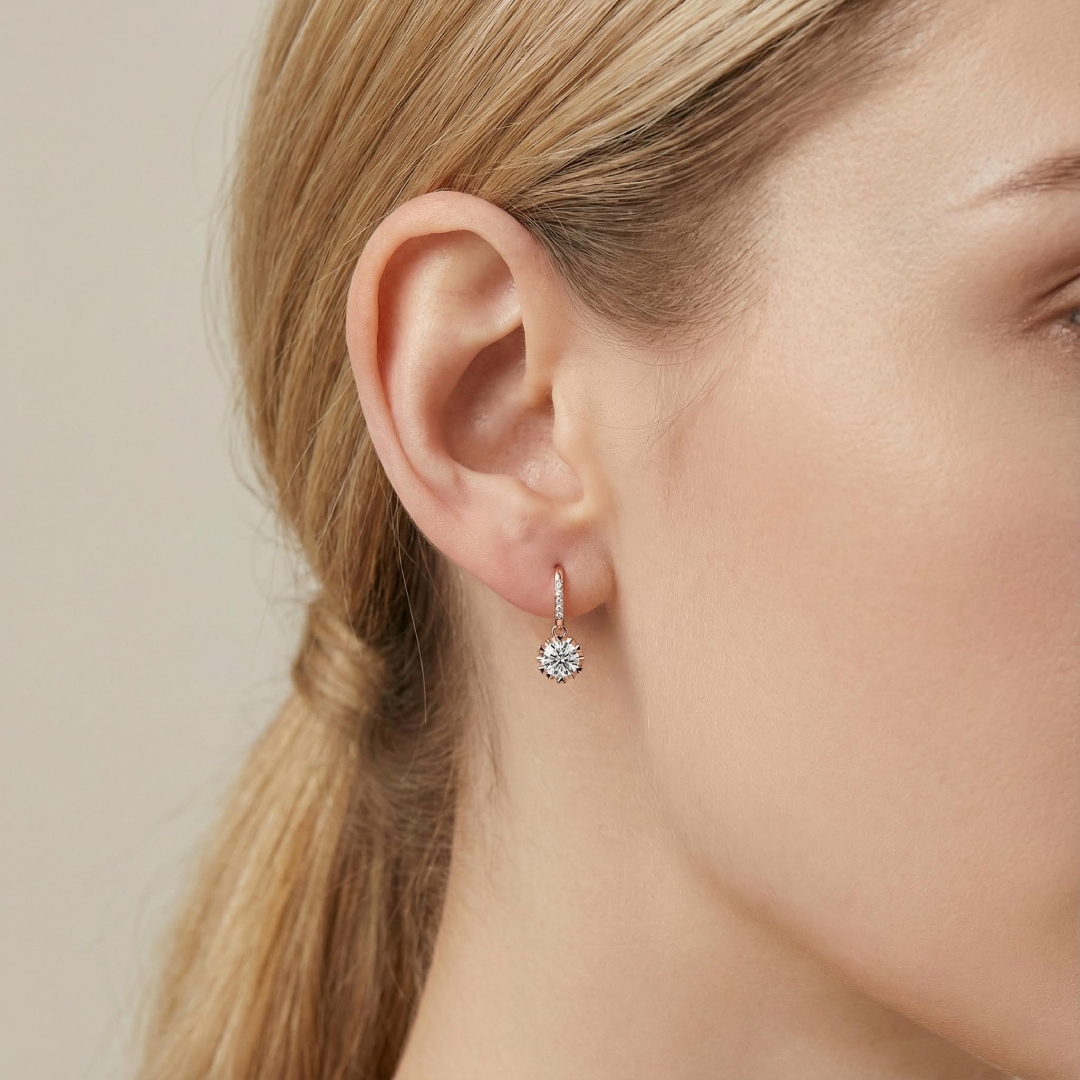 0.5CT/1CT Round Cut VVS Moissanite S925 Silver Drop Earrings